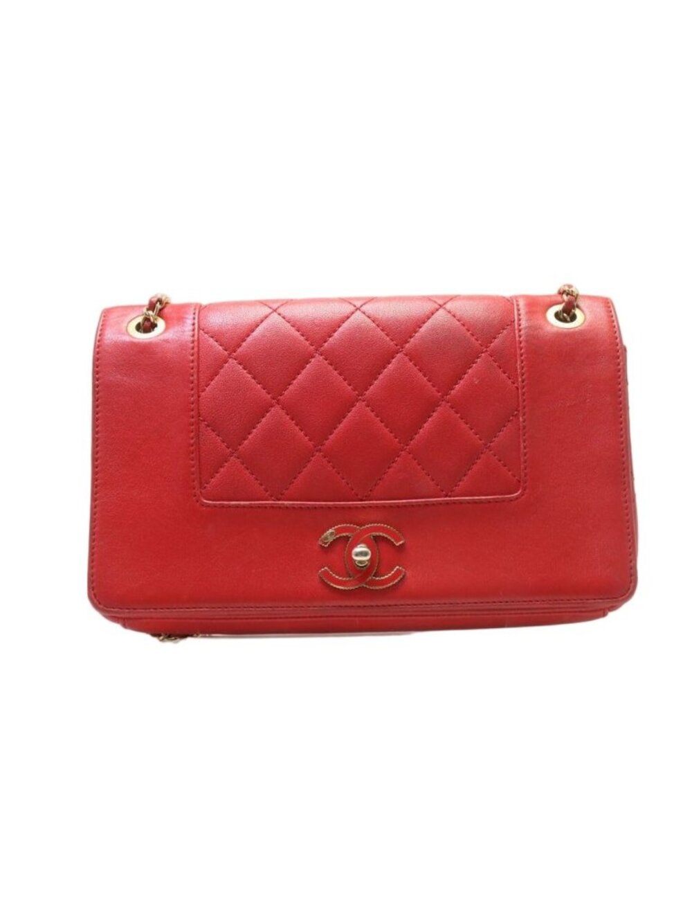 Chanel Mademoiselle Lambskin Red Chain Shoulder Bag